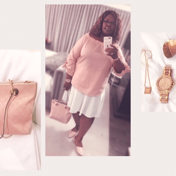 Love in Tops - Pink and White Stripped Off Shoulder Blouse